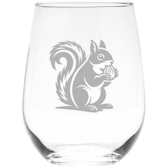 C&M Personal Gifts 17 oz  Squirrel Stemless Wine Glass  (Style S7)