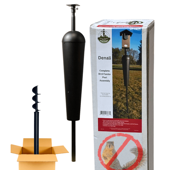 Squirrel Stopper Denali Mounting Pole with Baffle - For Bird Houses and Bird Feeders