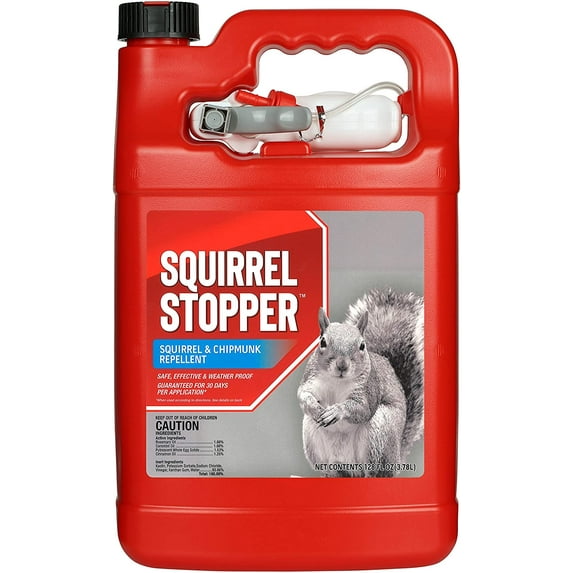 Squirrel Stopper Repellent - Safe & Effective, All Natural Food Grade Ingredients; Repels Squirrels and Chipmunks; Ready to Use, 1 Gallon Liquid Refill Bottle