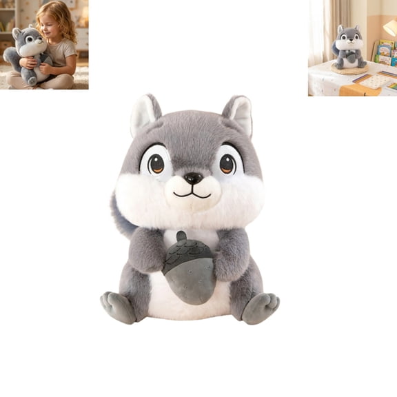 Squirrel Stuffed Animal Plush Toy, Cute Forest Animal Stuffed Doll, Soft Plush Figure for Home Decoration and Gift for Boys and Girls