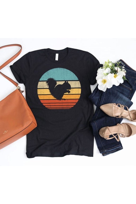 Squirrel Sunset Shirt Retro Rodent Lover Gift Vintage Chipmunk Graphic,for men and women up to 5XL