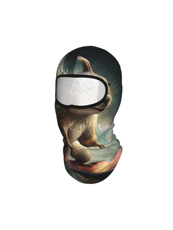Squirrel Surf Funny Unisex Balaclava Ski Mask Full Face Cover for Cold Weather & UV Protection, Breathable Cooling Helmet Liner