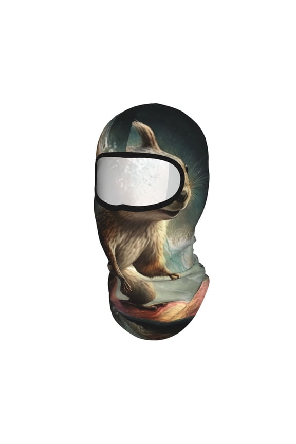 Squirrel Surf Funny Unisex Balaclava Ski Mask Full Face Cover for Cold Weather & UV Protection, Breathable Cooling Helmet Liner