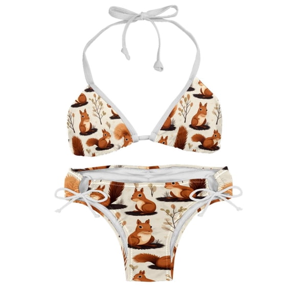 Squirrel Swimming Suit Bikini Set Bikinis, Detachable Sponge, Adjustable Strap, Two-Pack, Beach Pool Party Vacation Wear