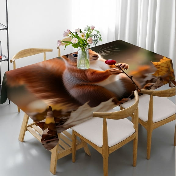 Squirrel Tablecloths rectangle , Kitchen Accessories - Holiday-Themed Design Rectangular Tablecloth, Cafe, dinner, picnic,