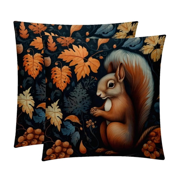 Squirrel Throw Pillow - Velvet Pillow Inserts Covers with Unique Patterns - Set of 2 - Available in 16x16, 18x18, 20x20 Inches for Various Occasions