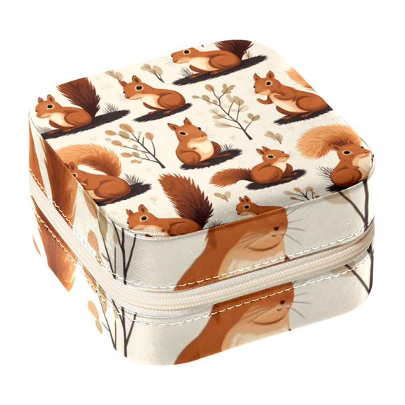 Squirrel Travel Portable Square Jewelry Box Organizing Rings Earrings Necklaces Bracelets for Girls Women