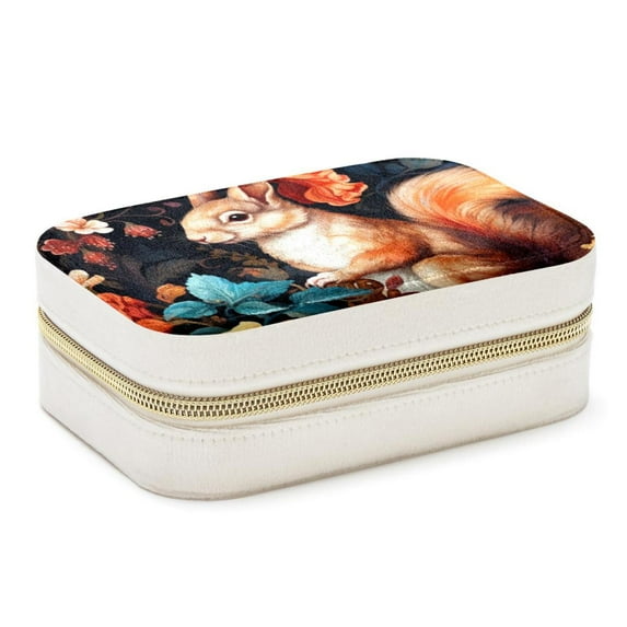 Squirrel Velvet Portable Storage Box with Removable Compartment: Gift-Ready Organizer for Bracelets, Necklace, and Jewelry