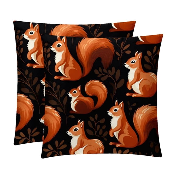 Squirrel Velvet Throw Pillow Covers Set of 2 - Sizes 16x16, 18x18, 20x20 Inches - Decorative Pillows with Unique Patterns for Various Occasions