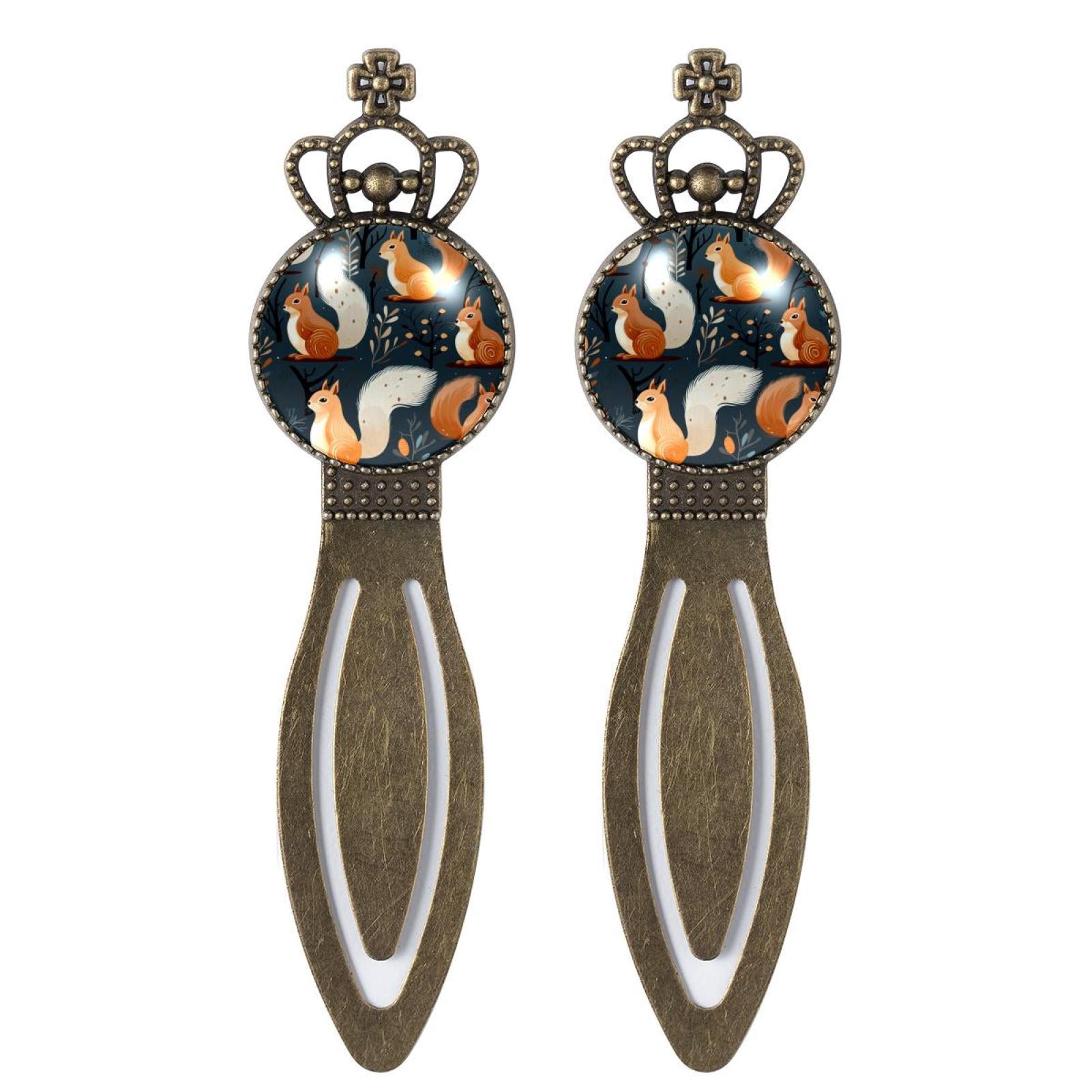 Squirrel Vintage Copper Crown-Shaped Bookmarks: Elegant Stainless Steel ...