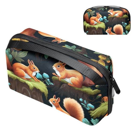 Squirrel Waterproof Oxford Cloth Charger Pouch USB Organizer Power Cord Box Organizer Cord and Cable Organizer Storage Pouch, 5.9x9.44x3.14 in.