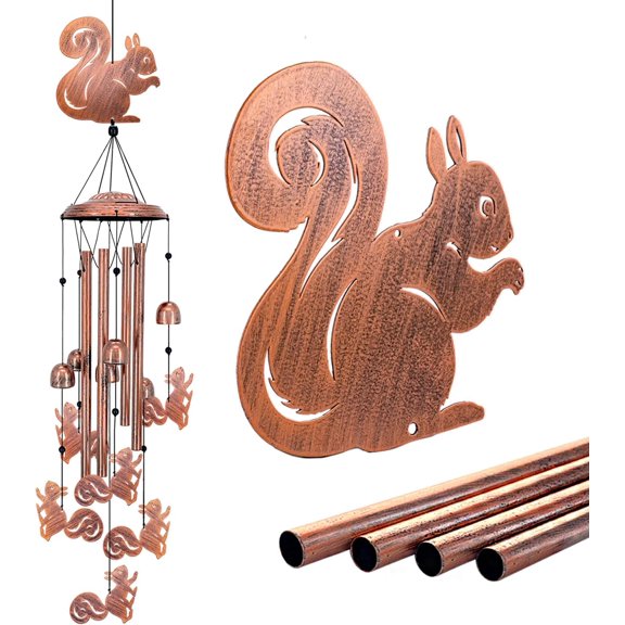 Squirrel Wind Chimes for Outside,Squirrel Gifts for Women Men/Memorial Gift/Sympathy Gift/Birthday Gifts Metal windchimes Outdoors/Indoors,Garden Decor,Patio,Home,Porch,Yard Decorations