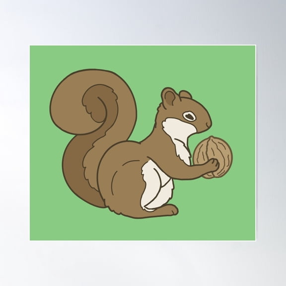 Squirrel With A Walnut Poster Wall Art, Modern Wall Decor For Living Room Bedroom, 8x12 UNFRAMED