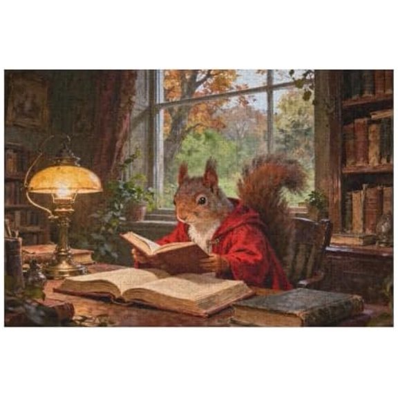 Squirrel Wizard Puzzle for Adults 1000 Pieces, Old Books and Magic Puzzle, Creative and Colorful Puzzle for Sophisticated Family Activities, Home Decor, Relaxing Fun and Game Nights