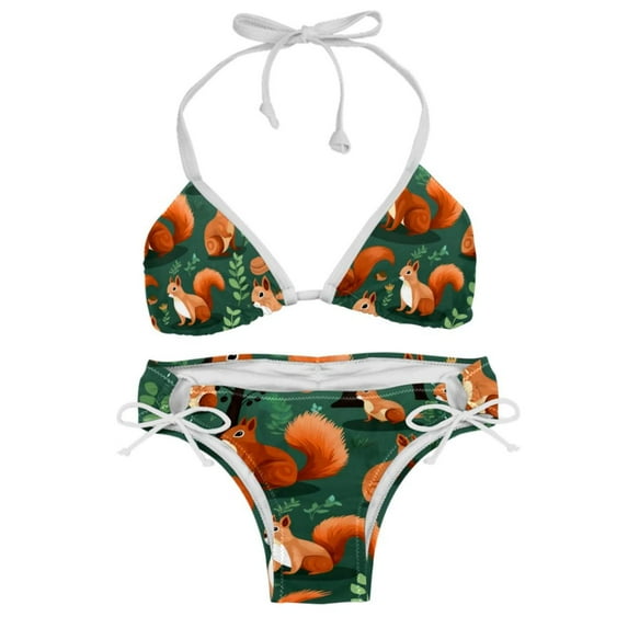 Squirrel Women's Detachable Sponge Adjustable Strap Bikini Set Swimsuit - Two-Pack for Beach Pool Party