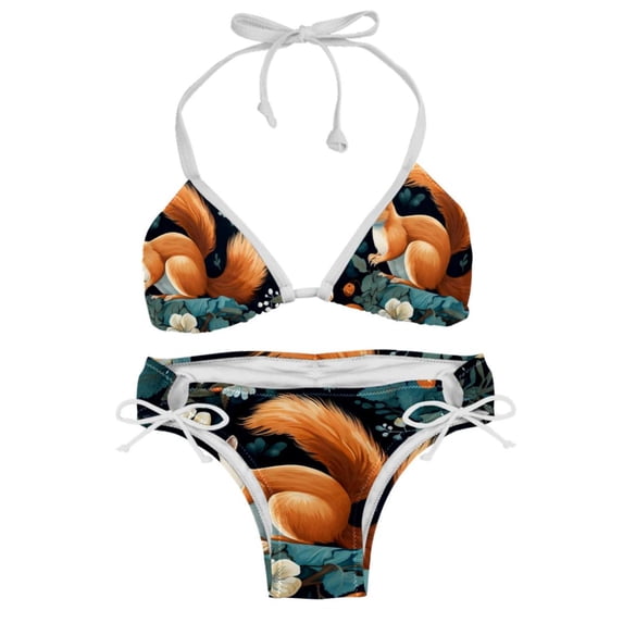 Squirrel Women's Swim Suit Bikini Set 2-Pack with Detachable Sponge and Adjustable Strap for Beach and Pool Parties