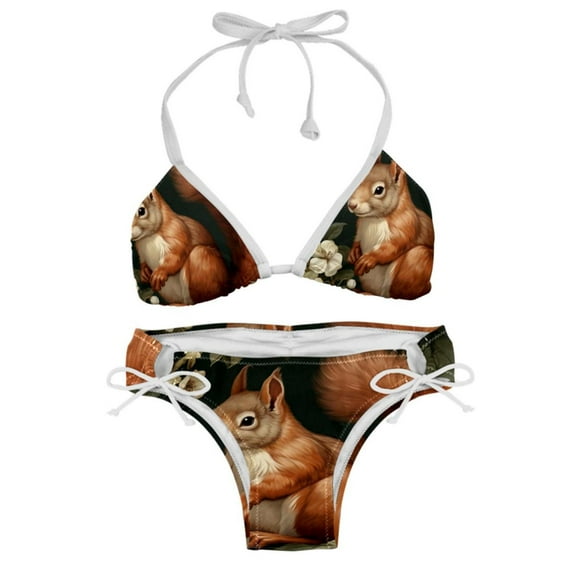 Squirrel Women's Swimsuit Bikini Set with Detachable Sponge, Adjustable Strap, Two-Pack - Ideal for Beach, Pool, Swim Parties