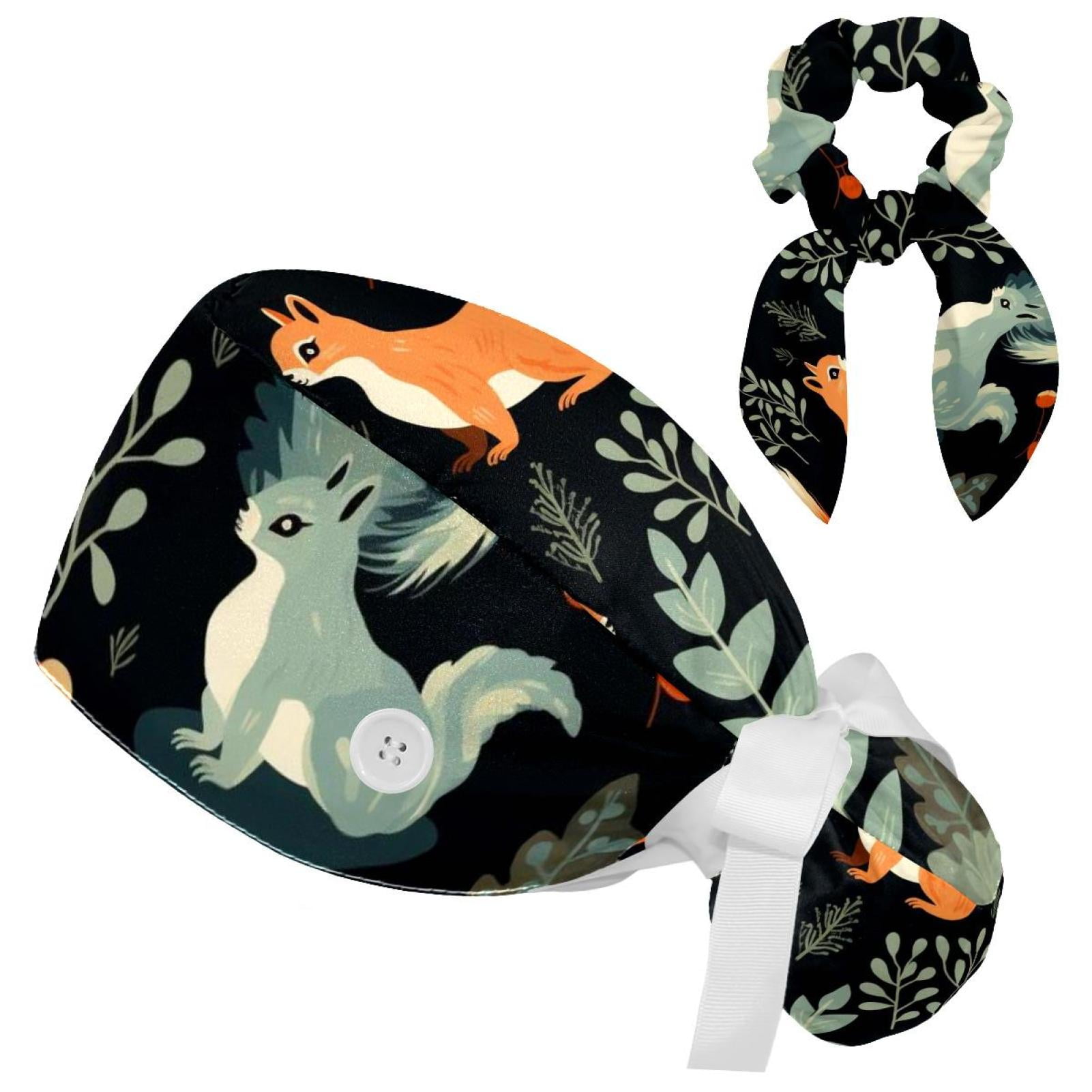 Squirrel Working Cap with Bow Hair Matching Scrunchy，Adjustable ...
