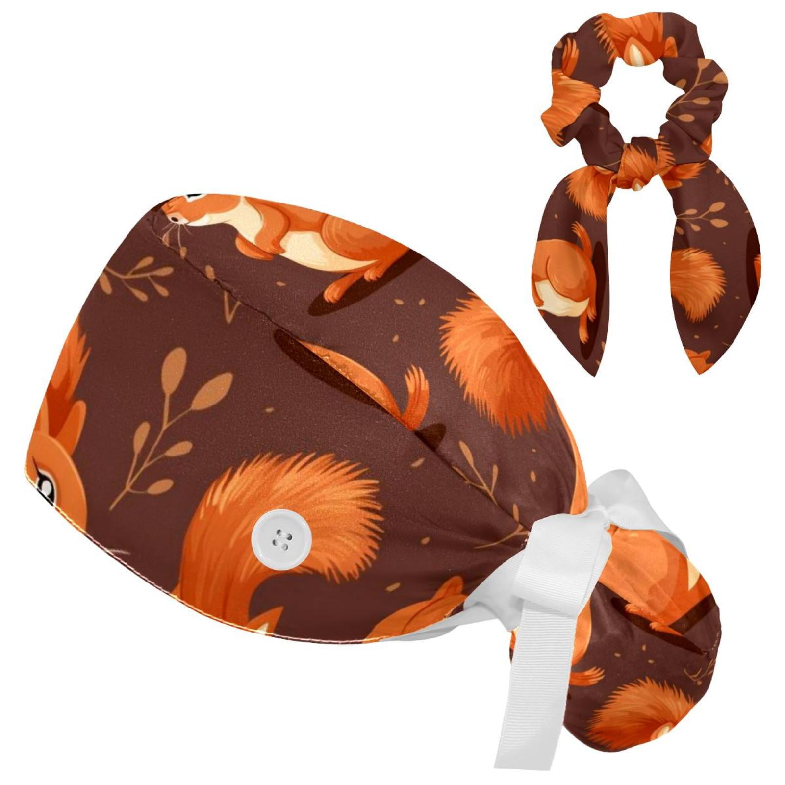 Squirrel Working Cap with Buttons，Adjustable Surgical Scrub Cap with ...
