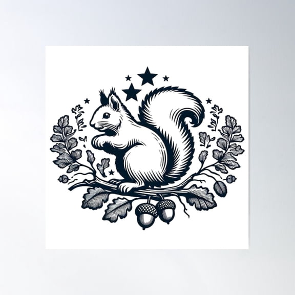 Squirrel World Poster Wall Art, Modern Wall Decor For Living Room Bedroom, 24x24 UNFRAMED