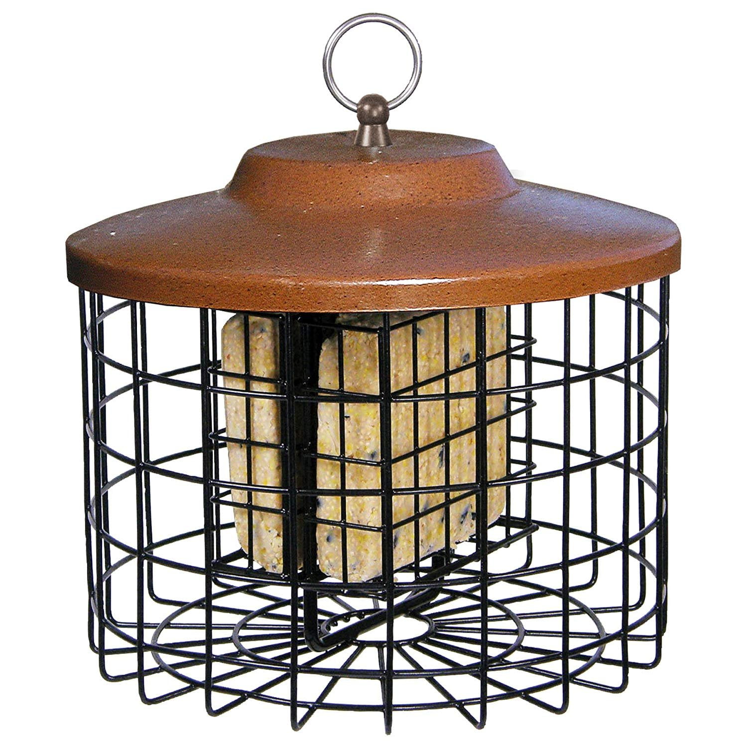 Brown and Black Metal Squirrel Resistant Hanging Suet Cage