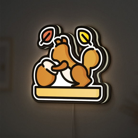 Squirrel and Acorn 3D Novelty Light Box, Woodland Animal Decor, Rustic Shelf Display, Ideal for Nature Lovers (Height 12 inch, 30cm)