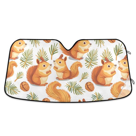 Squirrel and Pine Nut Car Windshield Sun Shade Foldable Car Front Window Visor Heat and UV Protection 53x23.5