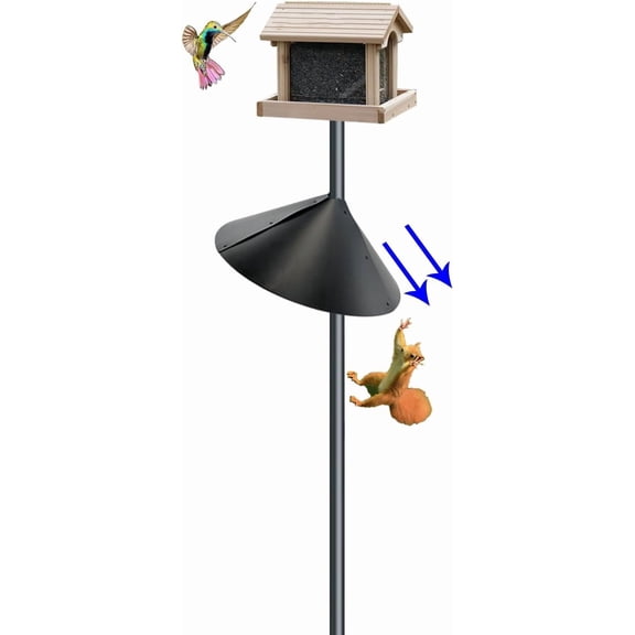 Squirrel baffle for bird feeders pole, squirrel proof cone for outdoors shepherds hook. Squirrels deterrent for bird house, large squirrel guard/blockers, bird feeder