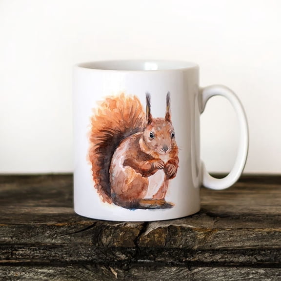 Squirrel coffee mug, funnquirrel cup, squirrel, colorful animal mug, hohocolate mug, woodland animal mug, Xmas gift mug.jpg