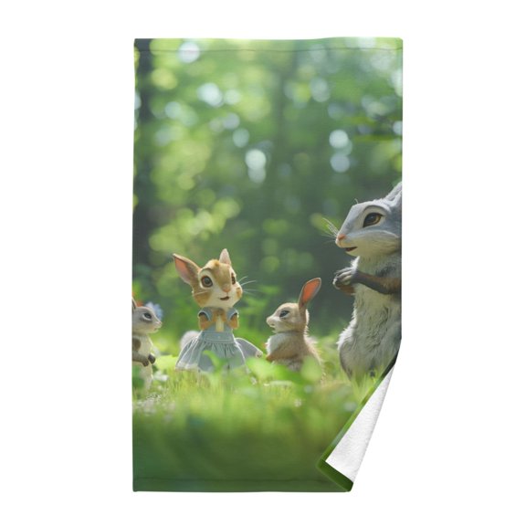 Squirrel in Forest Cotton Face Towels Absorbent Hand Towel Soft Bathroom Towel for Kitchen Hotel Decoration