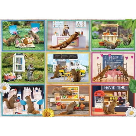 Cobble Hill 1000 Piece Puzzle - Squirrels Around Town - Sample Poster Included
