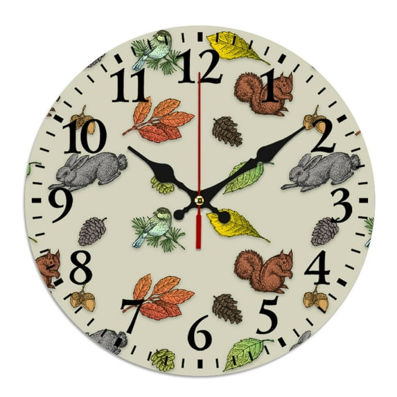 Squirrels Birds Rabbits Wall Clock Wall Decor for Linving Room, Silent Mechanical Movement for Decorating Living Rooms, Kitchens, Dorms, Gifts