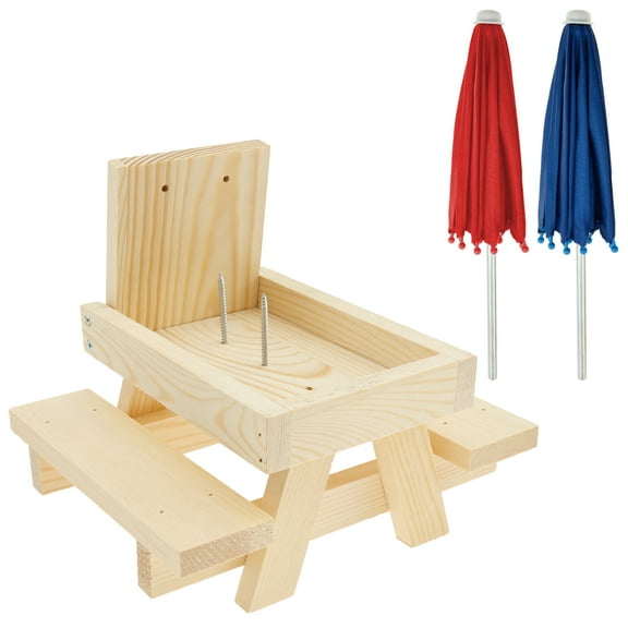 Squirrels Feeder Picnic Table Kit Easy to Install Solid Chipmunk Feeder with Holder Attractive Versatile Squirrel Table Feeder Set for Outside