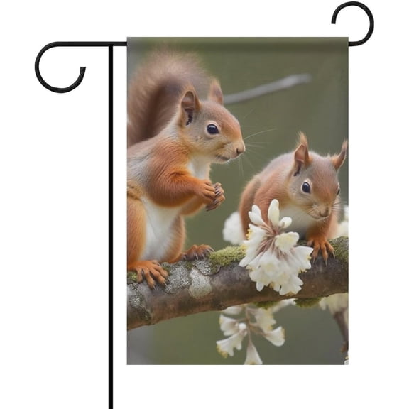 Squirrels Garden Flag 12x18 Inch Welcome Outdoor Decoration Flags Double Sided All Seasons Yard Flag for Home, Farmhouse, Spring Decor