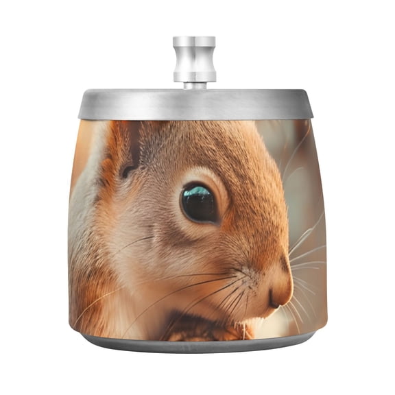Squirrels Pine Cones Ashtray with Lid Smell Proof Cigarette Ashtray Stainless Steel Smokeless Ash Holder for Indoor Outdoor