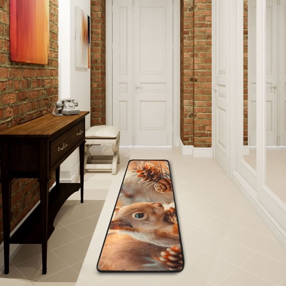 Squirrels Pine Cones Runner Rug Ares Rug Non-Slip Laundry Rug 7224 inch Soft Washable for Bedroom Bathroom Kitchen Living Room