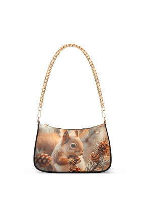 Squirrels Pine ConesWomen Small Shoulder Bag Crossbody Tote Hobo Bags Purse Clutch Handbags with Chain Strap for Women
