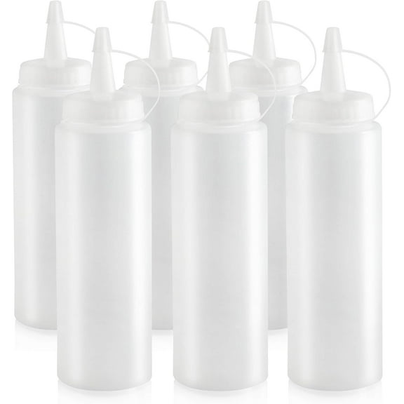 Squirt Bottles 8oz, 6 Pack BPA-Free Condiment Squeeze Bottles for Sauces, Dressings, Oils, BBQ & Crafts Durable, Leak-Proof, Easy to Fill & Clean