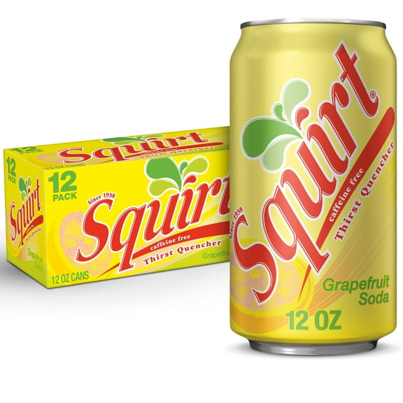 PR Squirt Caffeine Free Grapefruit Soda Pop, 12 fl oz, 12 Pack Cans