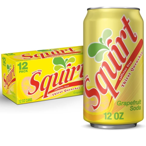 PR Squirt Caffeine Free Grapefruit Soda Pop, 12 fl oz, 12 Pack Cans