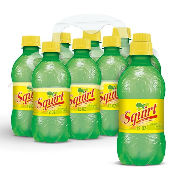 Squirt Caffeine Free Grapefruit Soda Pop, 12 fl oz, 8 Pack Bottles