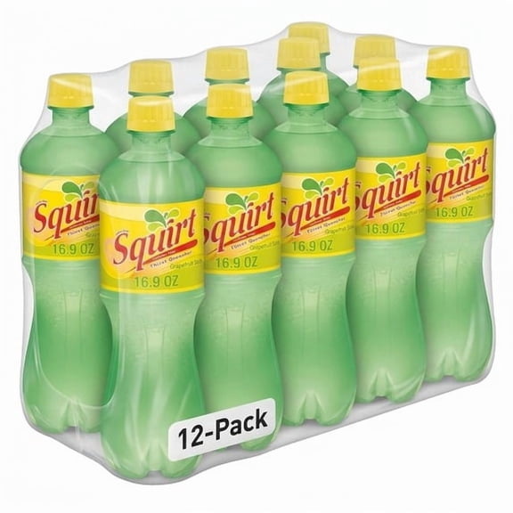 Squirt Caffeine Free Grapefruit Soda Pop, 16.9 fl oz, 12 Bottles