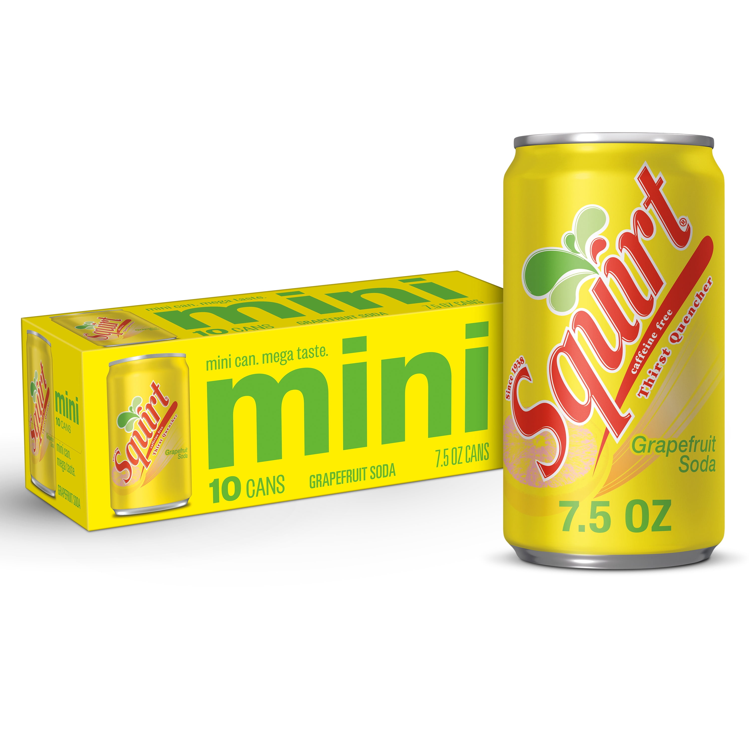 Squirt Caffeine Free Grapefruit Soda Pop, 7.5 fl oz, 10 Pack Cans ...