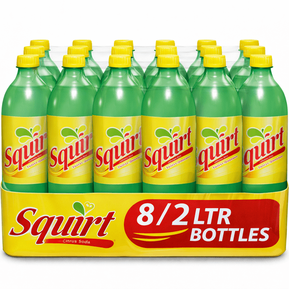 Squirt Citrus Soda Grapefruit Soft Drink, 2 Liter Bottles, 8 Pack Refreshing Citrus Beverage
