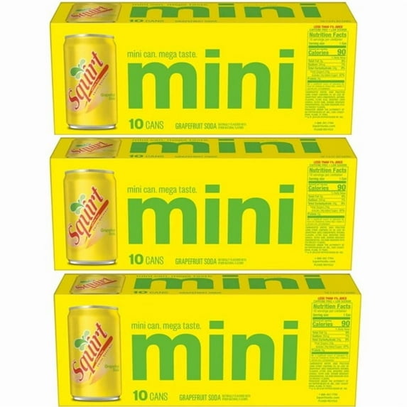 Squirt Grapefruit Flavored Carbonated Caffeine Free Soda (Squirt Original, 30 Pack 7.5 oz Mini Cans)