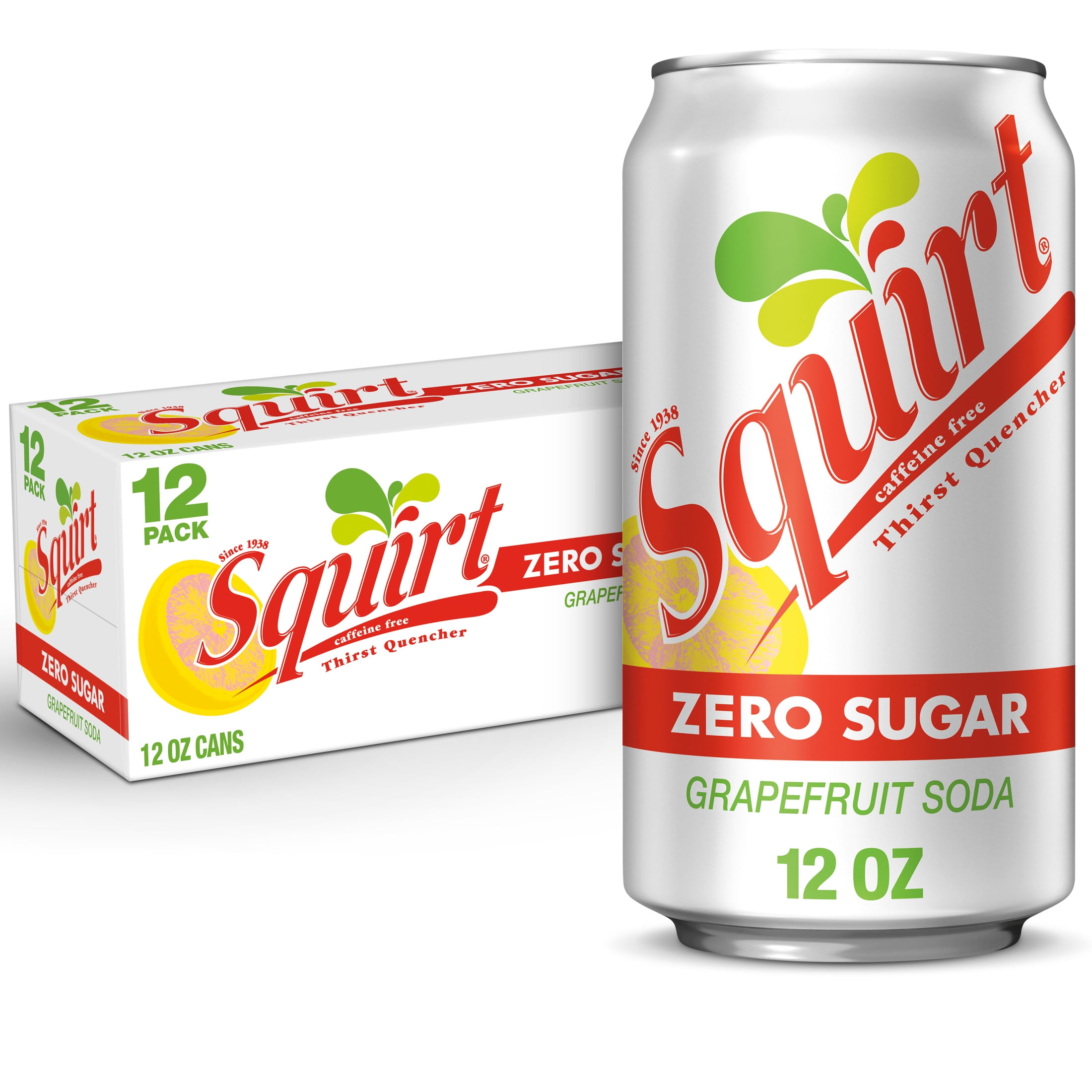 Squirt Zero Sugar Grapefruit Soda Pop, 12 fl oz, 12 Pack Cans