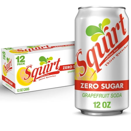 Squirt Zero Sugar Grapefruit Soda Pop, 12 fl oz, 12 Pack Cans