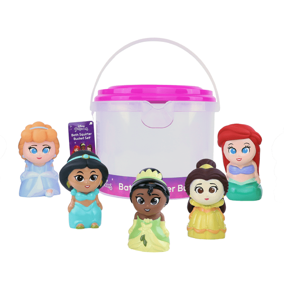 Disney Princess Bath Squirter Set with Organizer Bucket - 5 Piece