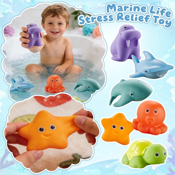 Squirting Turtle And Shark Net Catching Animal Kids Bathroom Set, Toddlers Shower Time Distraction Interactive Water Table Play Routine, Non Toxic BPA Free Smooth Floating Sensory Games For Babies