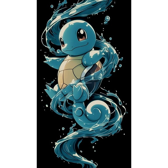 Squirtle Diamond Painting Kit, Anime Fun DIY Crafts for Adults, Round Diamond Art Canvas for Beginners, (12 x 16 Inches)